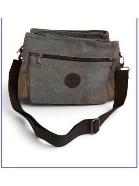 RuYiHuang Gray Canvas Messenger Handbag Adjustable Strap Chic Shoulder Cross Bod